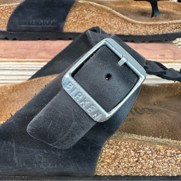 Birkenstock Gizeh Braided Oiled Leather Sandals Black Sz L8/M5 - Picture 9 of 16